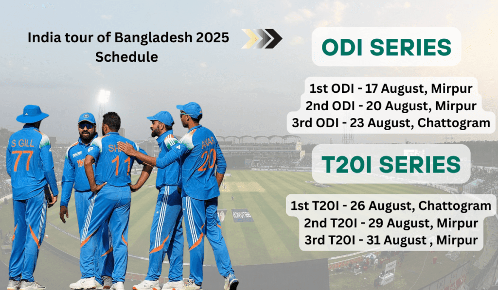 India vs Bangladesh Full Schedule 2025